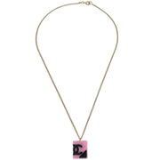 Chanel Cambon Ligne Chain Necklace Pendant Gold Pink 05C 196150