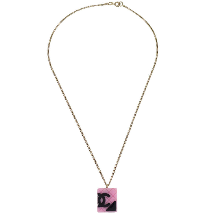Chanel Cambon Ligne Chain Necklace Pendant Gold Pink 05C 196150