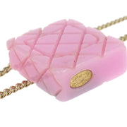 Chanel Cambon Ligne Chain Necklace Pendant Gold Pink 05C 196150