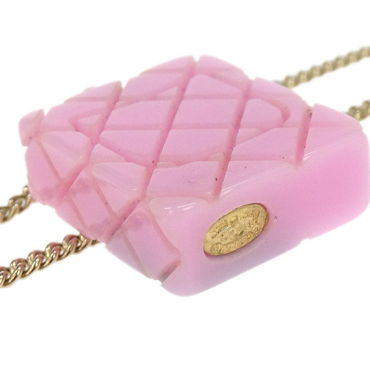 Chanel Cambon Ligne Chain Necklace Pendant Gold Pink 05C 196150