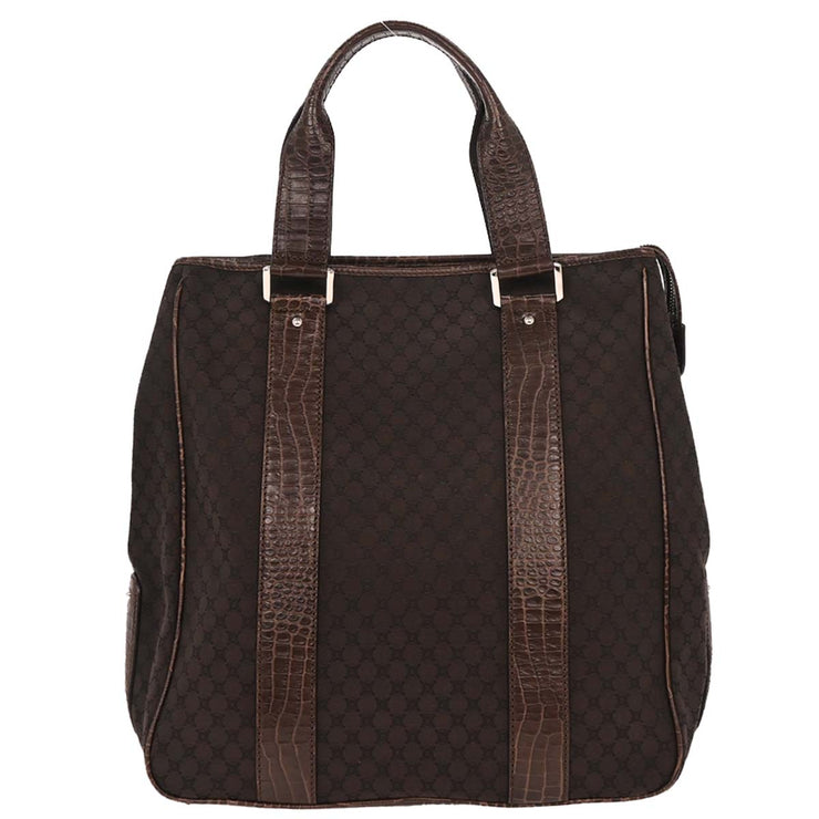 Celine Brown Canvas Embossed Leather Macadam Tote Handbag WC-ST-0059 196165