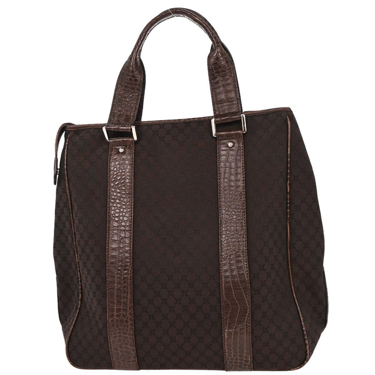 Celine Brown Canvas Embossed Leather Macadam Tote Handbag WC-ST-0059 196165