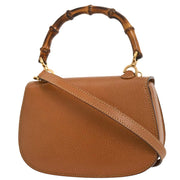 Gucci Brown Pigskin Bamboo 2way Handbag 000-2113-0188 196172