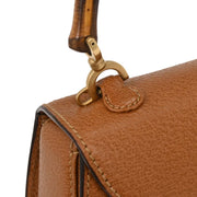 Gucci Brown Pigskin Bamboo 2way Handbag 000-2113-0188 196172