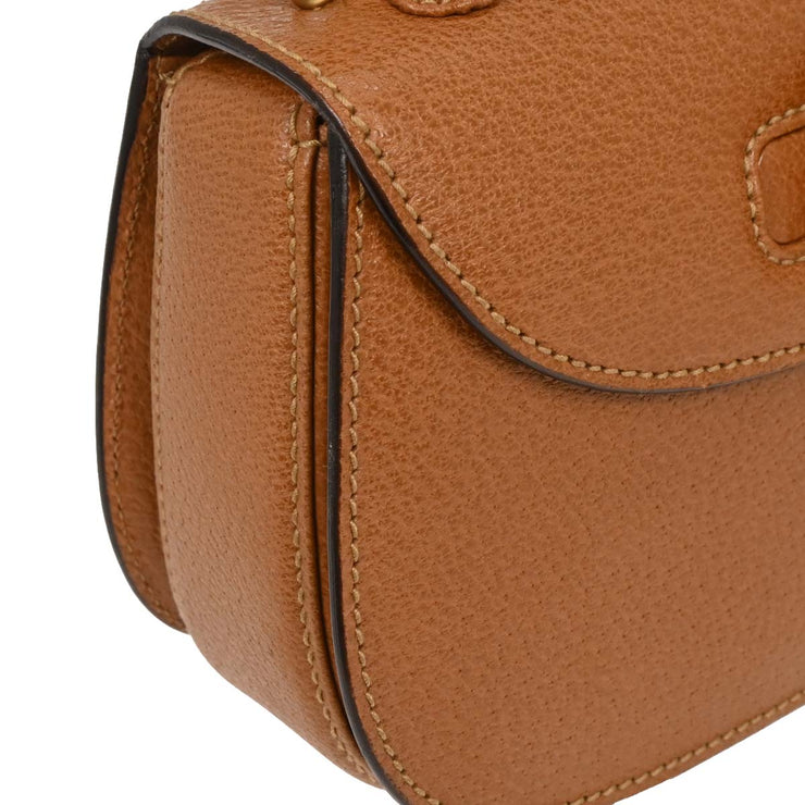Gucci Brown Pigskin Bamboo 2way Handbag 000-2113-0188 196172