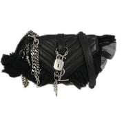 Saint Laurent Black Baby Chai Punk Frilled Shoulder Bag 196176