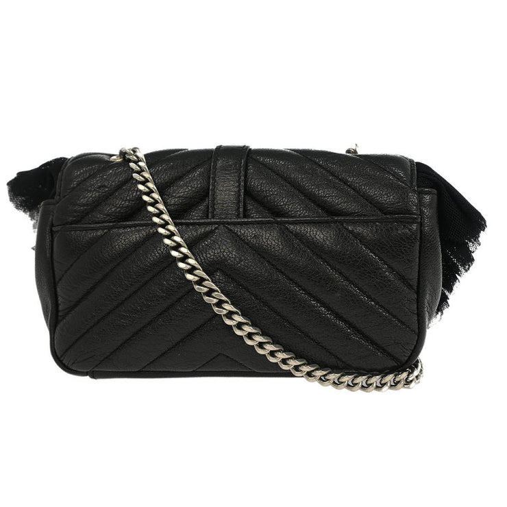 Saint Laurent Black Baby Chai Punk Frilled Shoulder Bag 196176