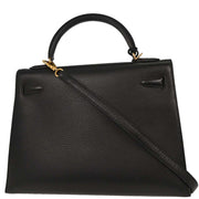 Hermes Black Ardennes Kelly 32 Sellier Handbag  Square:G4 196181