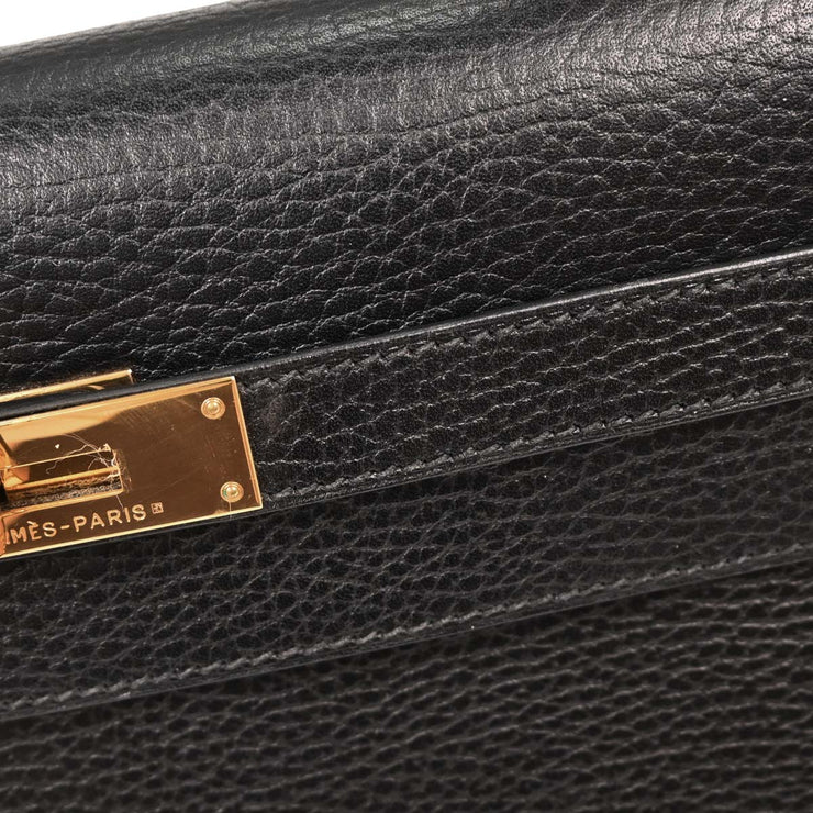 Hermes Black Ardennes Kelly 32 Sellier Handbag  Square:G4 196181
