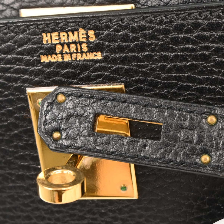 Hermes Black Ardennes Kelly 32 Sellier Handbag  Square:G4 196181
