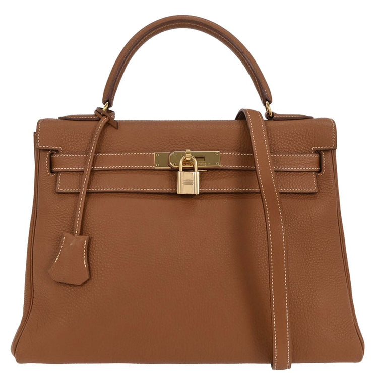 Hermes Gold Togo Kelly 32 Retourne 2way Handbag  Square:C 11F 196186