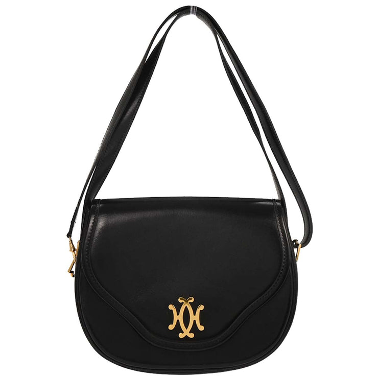 Hermes Black Box Calf Double H Shoulder Bag 196188
