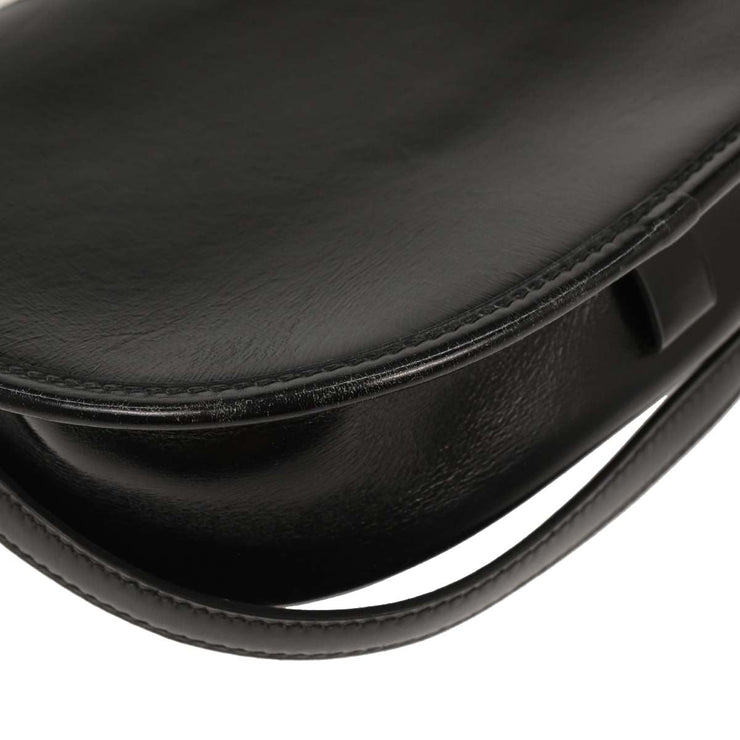 Hermes Black Box Calf Double H Shoulder Bag 196188