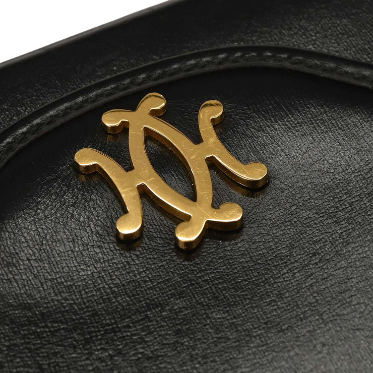 Hermes Black Box Calf Double H Shoulder Bag 196188