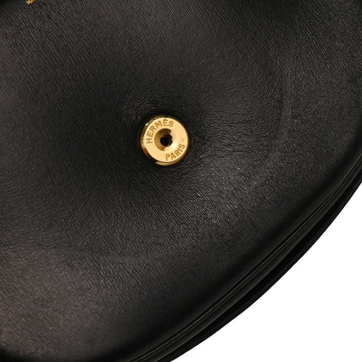 Hermes Black Box Calf Double H Shoulder Bag 196188