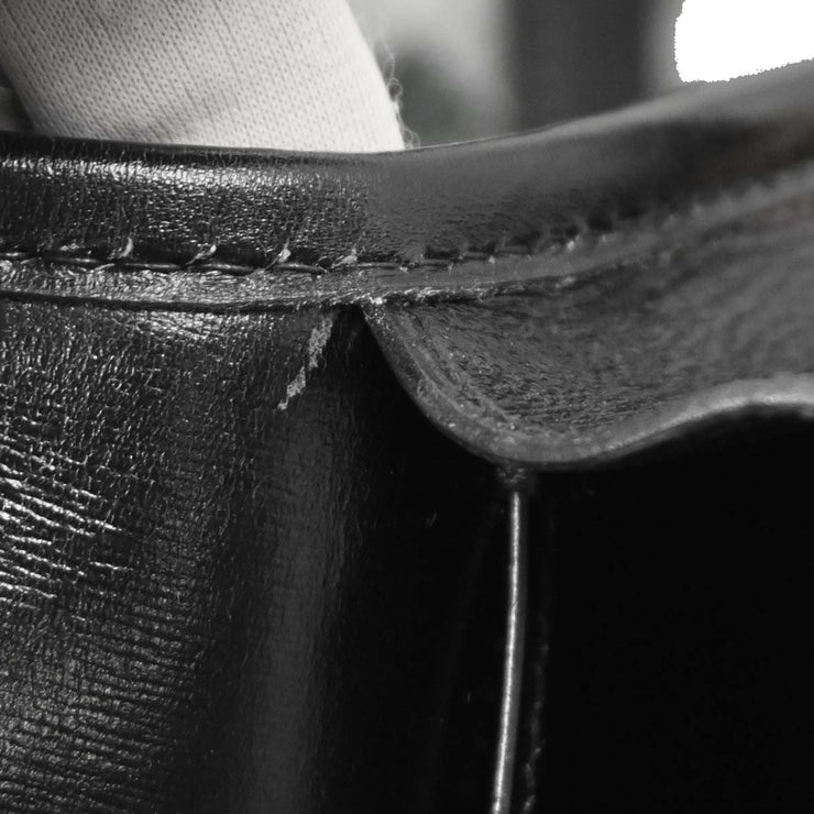 Hermes Black Box Calf Double H Shoulder Bag 196188