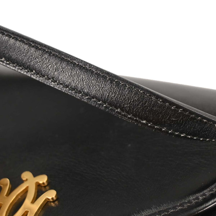 Hermes Black Box Calf Double H Shoulder Bag 196188