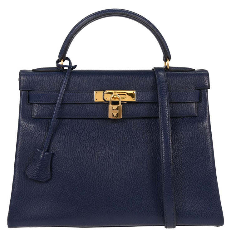 Hermes Blue Indigo Ardennes Kelly 32 Retourne 2way Handbag  Circle:Y 5C 196195