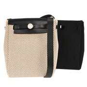 Hermes Beige Black Toile GM Officier Herbag TPM 2 in 1 Shoulder Bag C Square:H 196217