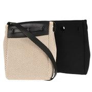 Hermes Beige Black Toile GM Officier Herbag TPM 2 in 1 Shoulder Bag C Square:H 196217