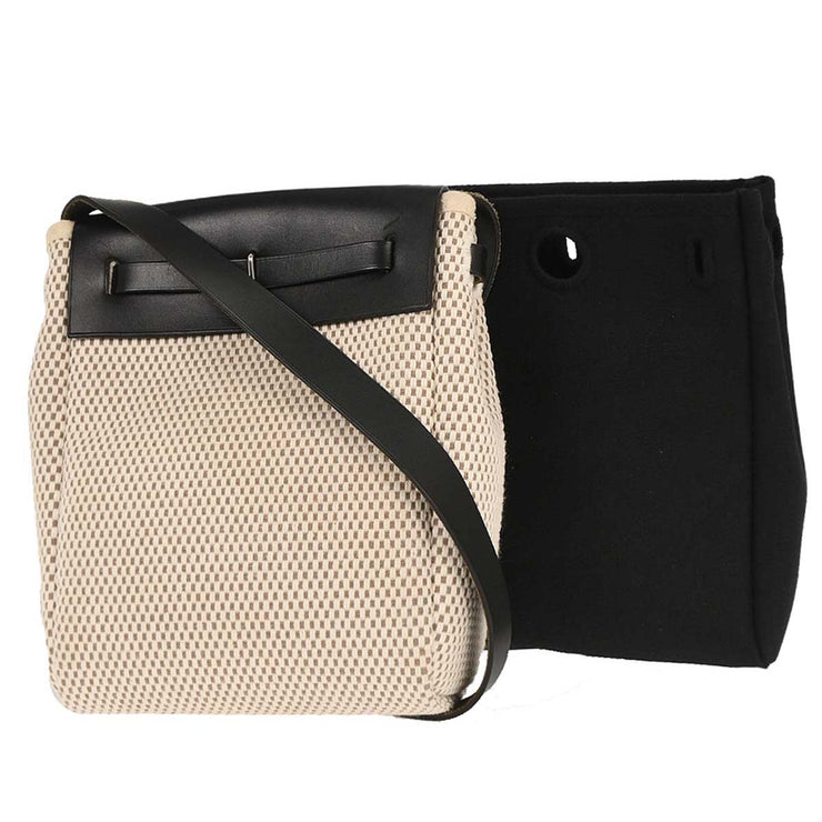 Hermes Beige Black Toile GM Officier Herbag TPM 2 in 1 Shoulder Bag C Square:H 196217