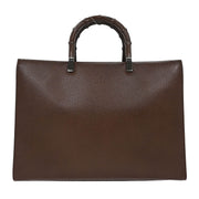 Gucci Brown Pigskin Bamboo Tote Bag 002.1034 200047 196218
