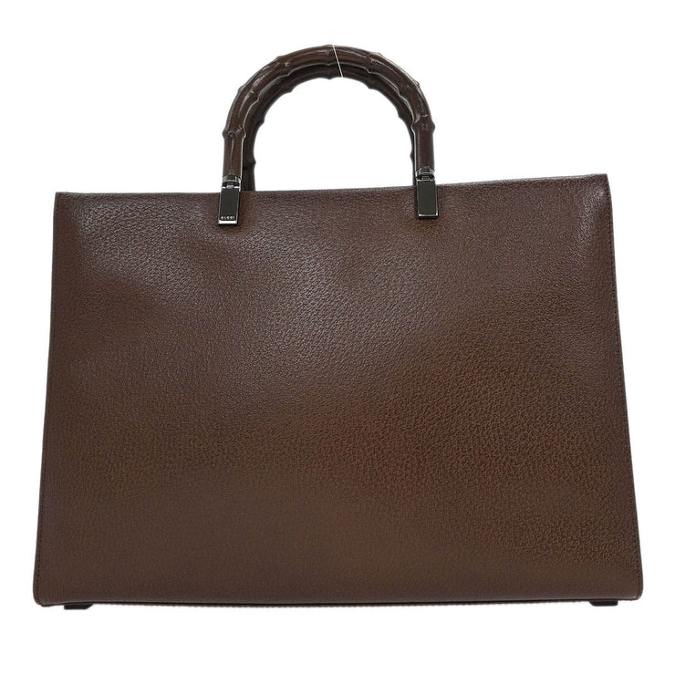 Gucci Brown Pigskin Bamboo Tote Bag 002.1034 200047 196218