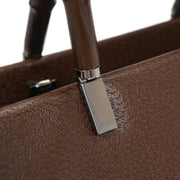 Gucci Brown Pigskin Bamboo Tote Bag 002.1034 200047 196218