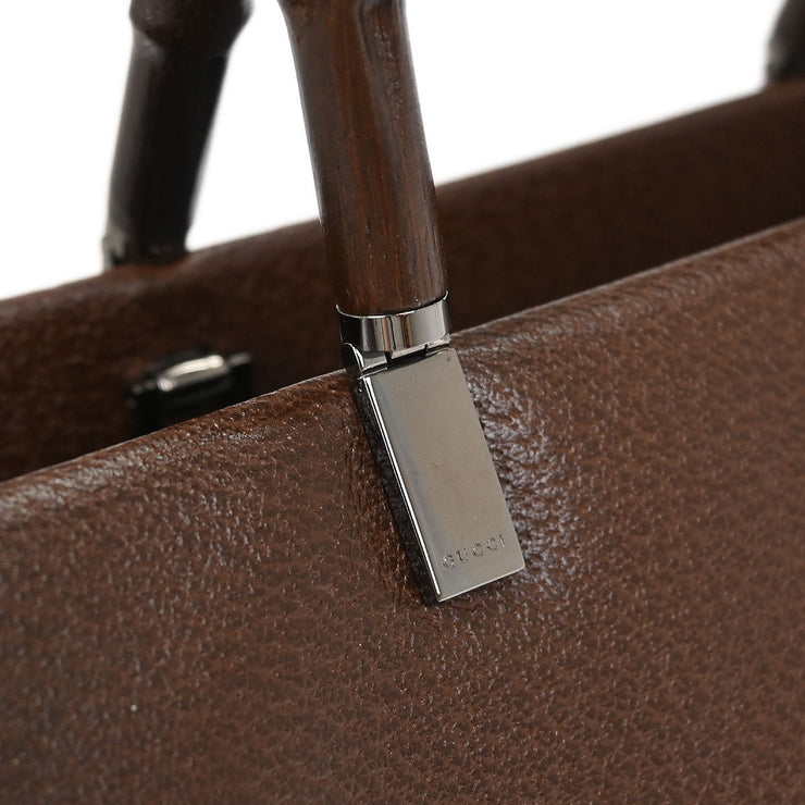 Gucci Brown Pigskin Bamboo Tote Bag 002.1034 200047 196218