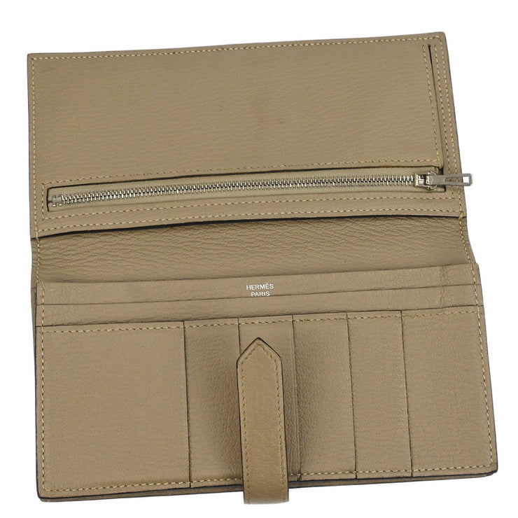 Hermes Gris Tourterelle Mysore Bearn Soufre Bifold Long Wallet  Square:O17V 196223