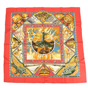 Hermes Scarf Carre 90 Au Son du Tam Tam Red Small Good 196224