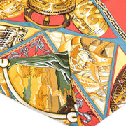 Hermes Scarf Carre 90 Au Son du Tam Tam Red Small Good 196224