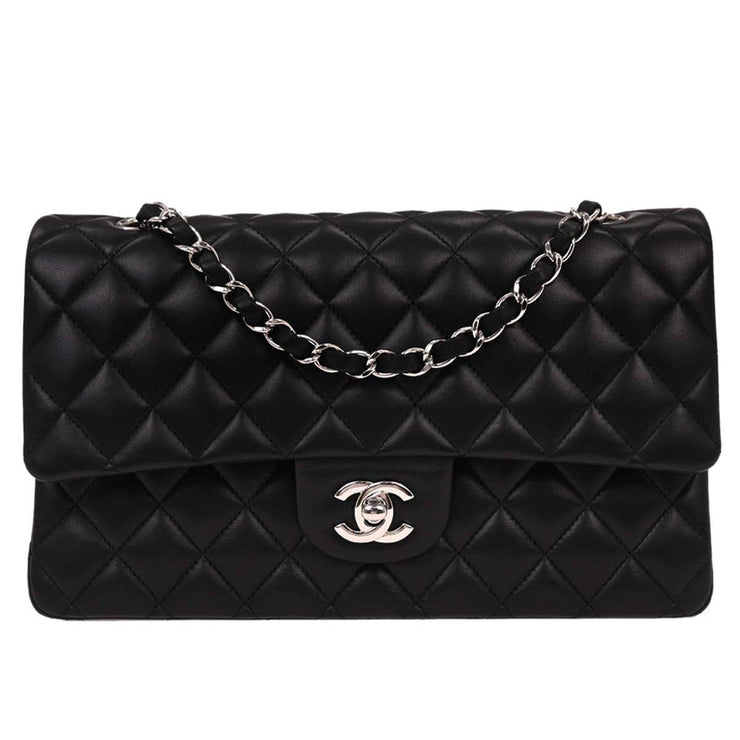 Chanel Black Lambskin Medium Classic Double Flap Shoulder Bag 196225