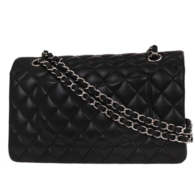 Chanel Black Lambskin Medium Classic Double Flap Shoulder Bag 196225