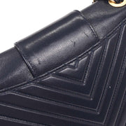 Chanel Navy Calfskin Chevron Shoulder Bag 196244