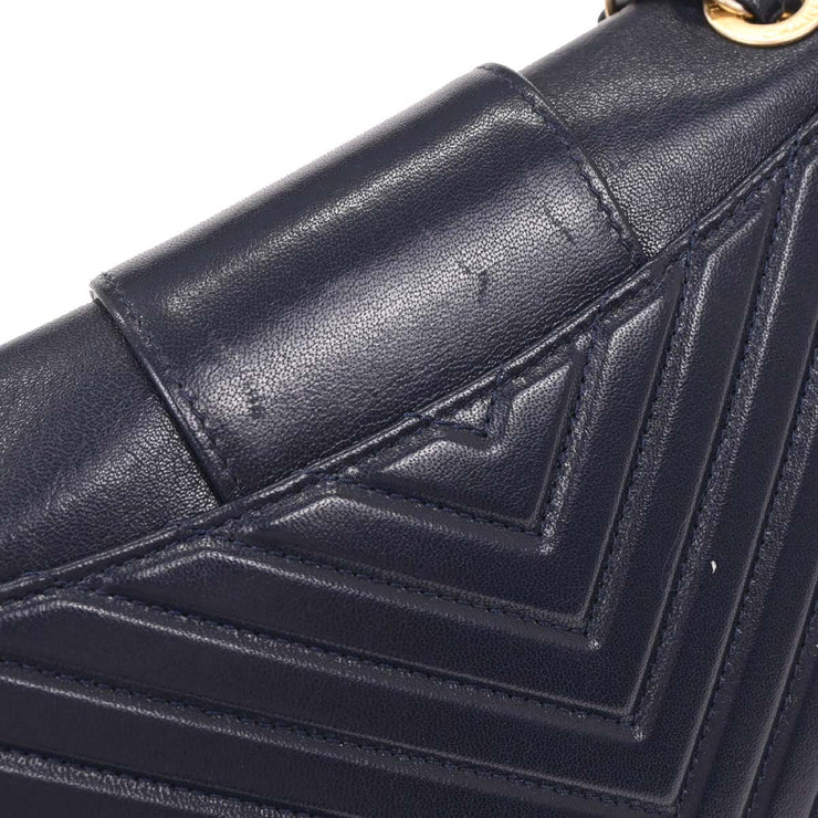 Chanel Navy Calfskin Chevron Shoulder Bag 196244