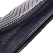 Chanel Navy Calfskin Chevron Shoulder Bag 196244