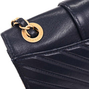 Chanel Navy Calfskin Chevron Shoulder Bag 196244
