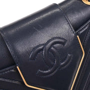Chanel Navy Calfskin Chevron Shoulder Bag 196244