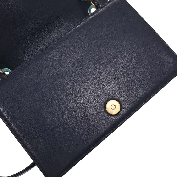 Chanel Navy Calfskin Chevron Shoulder Bag 196244