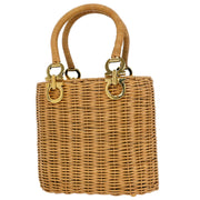 Salvatore Ferragamo Beige Rattan Gancini Basket Handbag DO-216174 196260