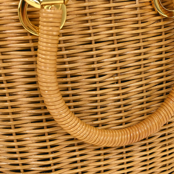 Salvatore Ferragamo Beige Rattan Gancini Basket Handbag DO-216174 196260