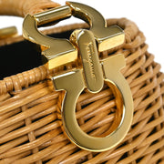 Salvatore Ferragamo Beige Rattan Gancini Basket Handbag DO-216174 196260