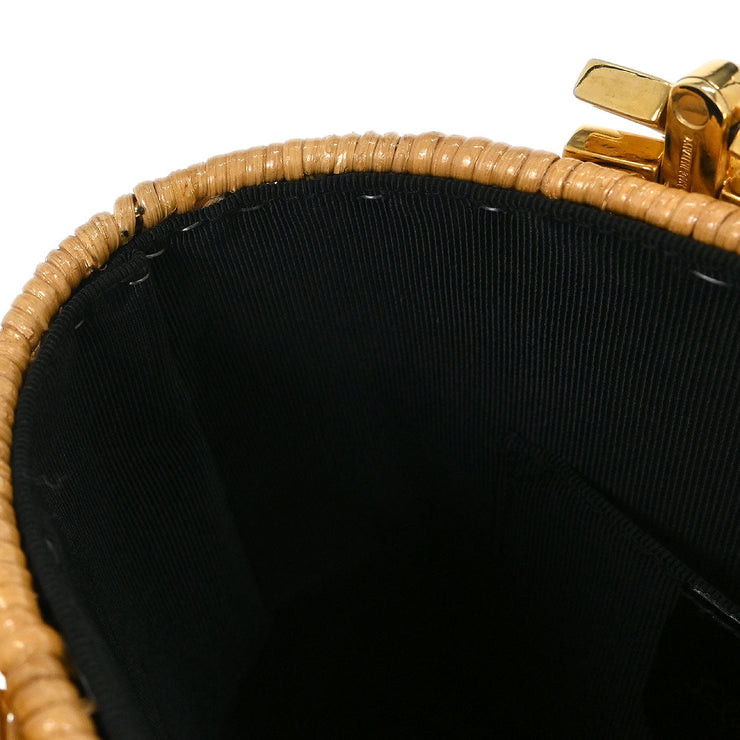 Salvatore Ferragamo Beige Rattan Gancini Basket Handbag DO-216174 196260