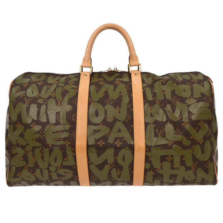 Louis Vuitton Khaki Monogram Graffiti Keepall 50 Duffle Bag M92196 FL0031 196273