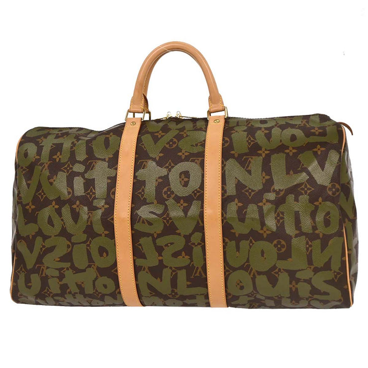 Louis Vuitton Khaki Monogram Graffiti Keepall 50 Duffle Bag M92196 FL0031 196273