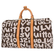 Louis Vuitton White Monogram Graffiti Keepall 50 Duffle Bag M92197 FL0071 196280