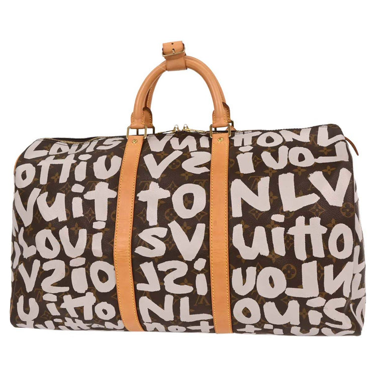Louis Vuitton White Monogram Graffiti Keepall 50 Duffle Bag M92197 FL0071 196280