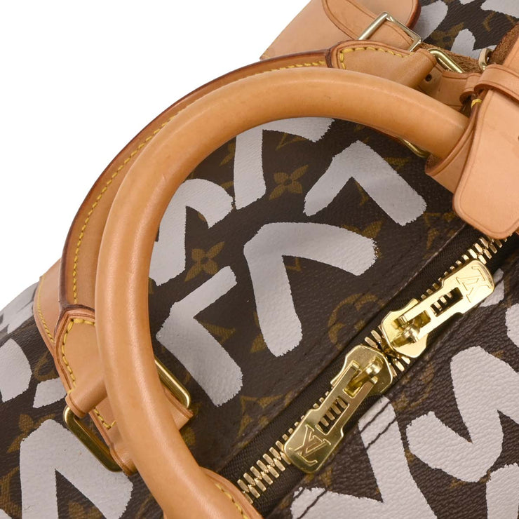 Louis Vuitton White Monogram Graffiti Keepall 50 Duffle Bag M92197 FL0071 196280