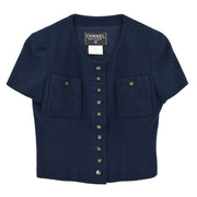 Chanel Single Breasted Jacket Navy P95 #38 196283